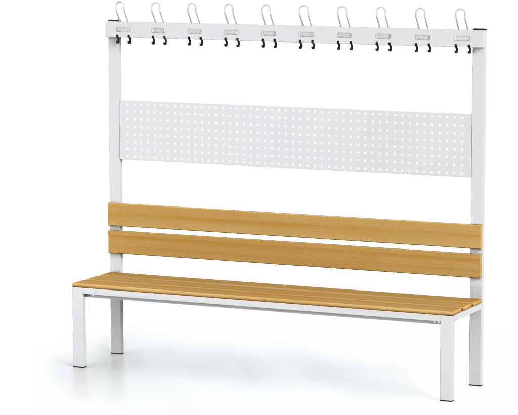 Benches with backrest and racks, beech sticks -  basic version 1800 x 2000 x 430